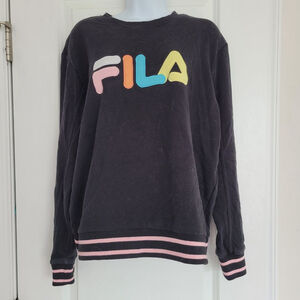 Women's Fila Black Multicolor Logo Sweatshirt XL